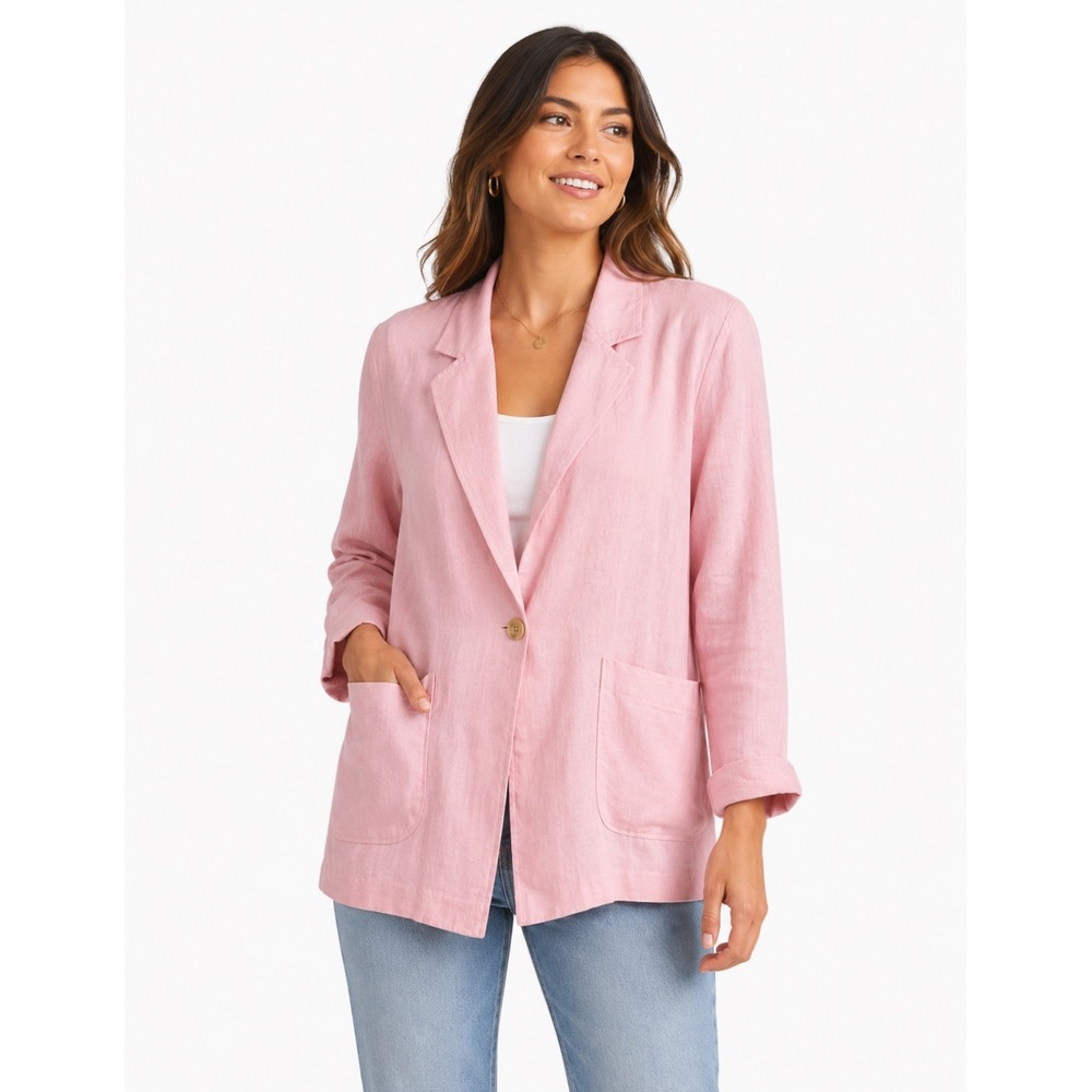 Caslon Pink Balm Linen Blend One Button‎ Blazer Jacket XL CN488371MI NWT